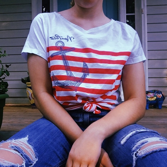 Nautica Red & White Striped T-shirt - Picture 4 of 5